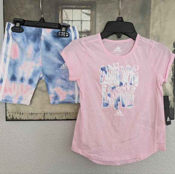 adidas Other - ADIDAS TODDLER GIRLS LOVE TEE & PRINTED BIKE SHORT SET SIZE 3T NWT ❤